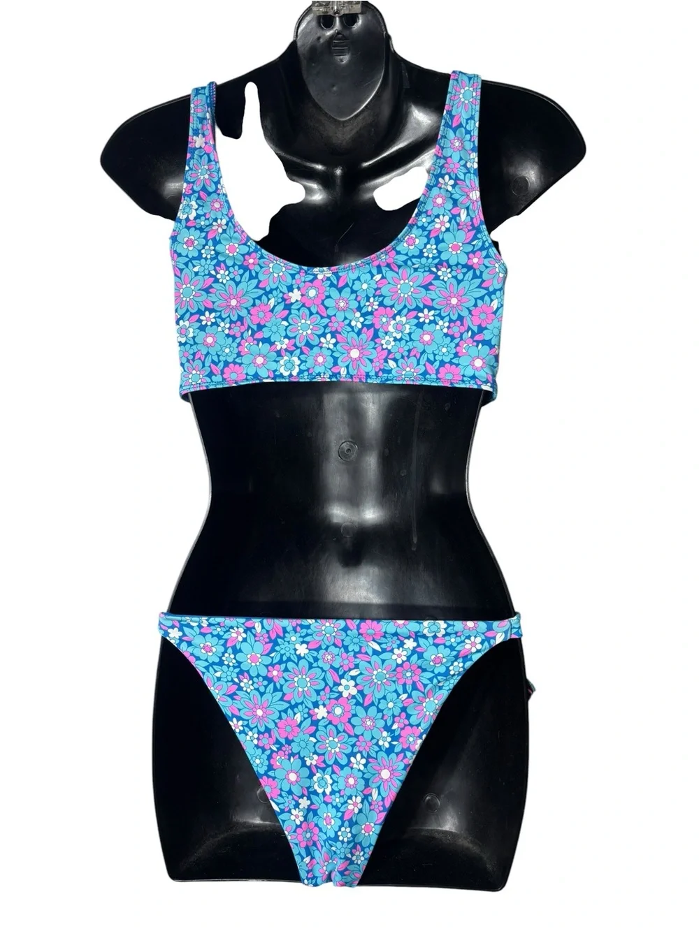 Frankie’s bikinis small/medium floral side tie vibrant dopamine bikini